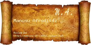 Mancsu Afrodité névjegykártya